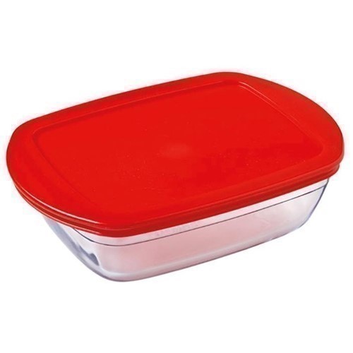 RECIPIENTE RECT. OCUISINE C/TAPA ROJA COOK&ST 1.1L